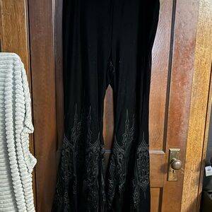 Killstar Black Flare Pants with Lace Detail